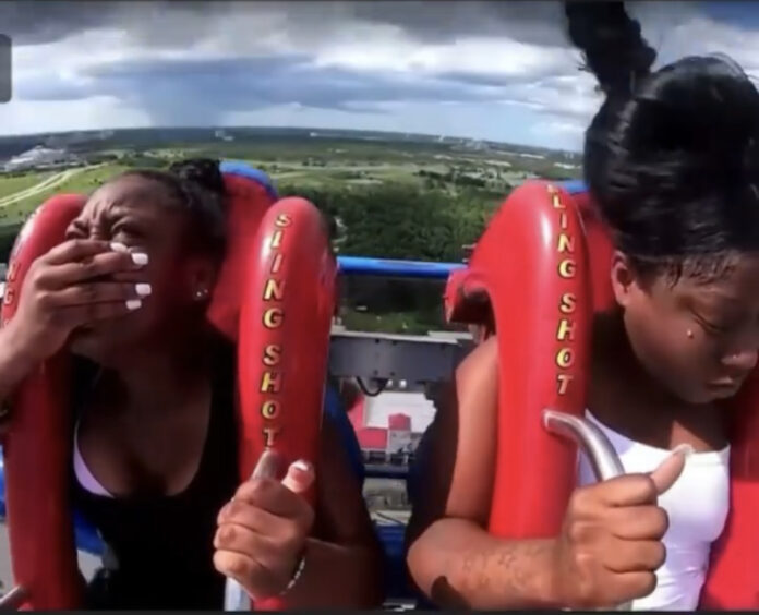 [Watch] Another Wig Is Lost To The Sling Shot Ride And It's Hilarious