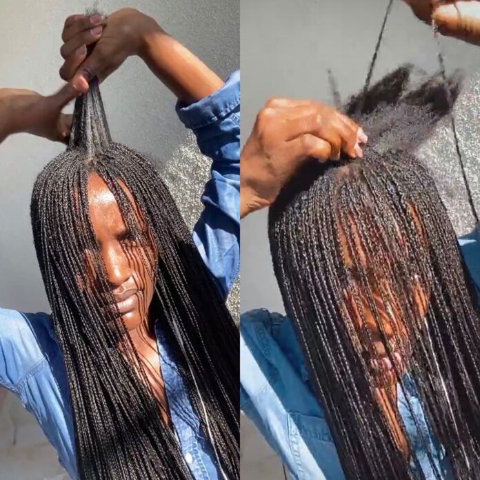 Woman Removes Micro Braids By Simply slipping Them Off Her Hair
