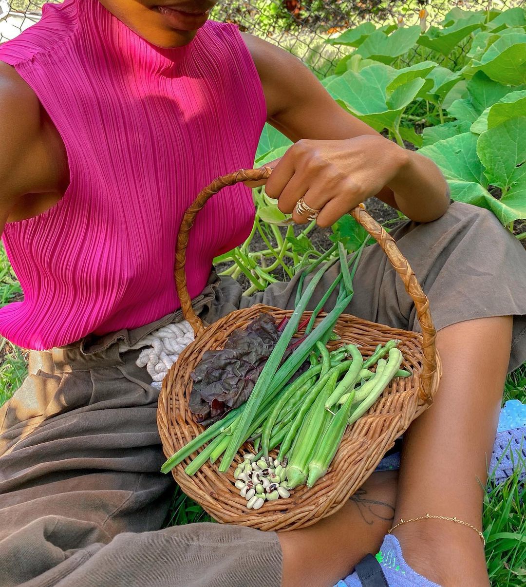 Black women gardening