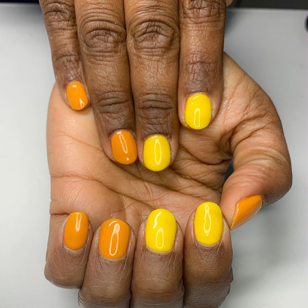 orange and yellow nail polish