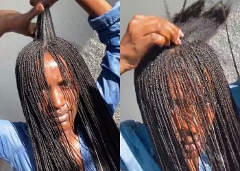 Woman Removes Micro Braids By Simply slipping Them Off Her Hair