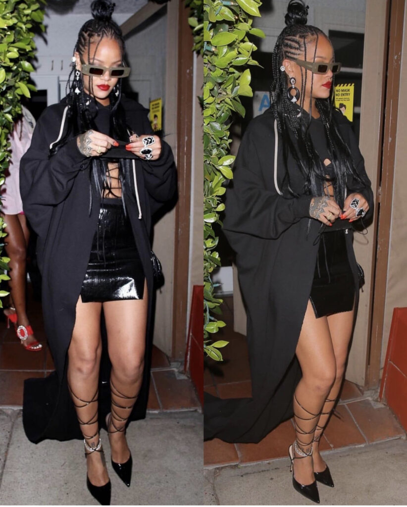 Rihanna street style all black everything