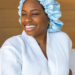 lady with hair bonnet on