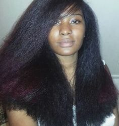 straightened natural hair