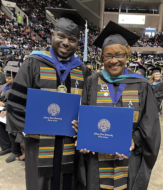 mother-son graduates, HBCU