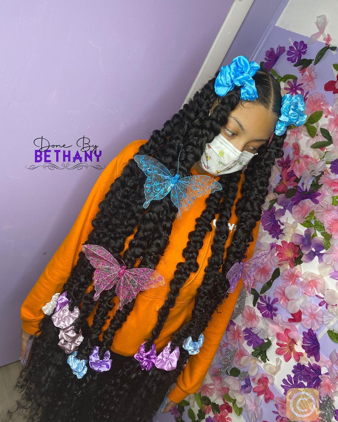 passion braids with butterfly clips