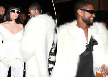 ‘Newlyweds’ Usher and Jennifer Goicoechea Match In White At a Private Super Bowl Afterparty With Family And Friends