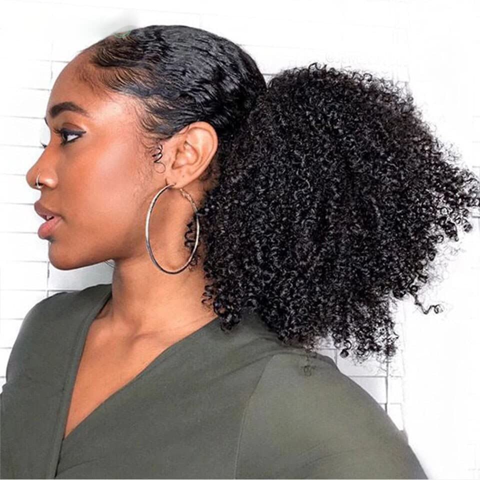 short curly drawstring ponytails