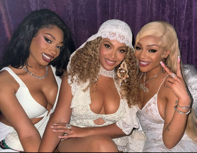 Very Cutsie! Beyoncé, Megan Thee Stallion, and Glorilla Shine in Chic All-White Outfits